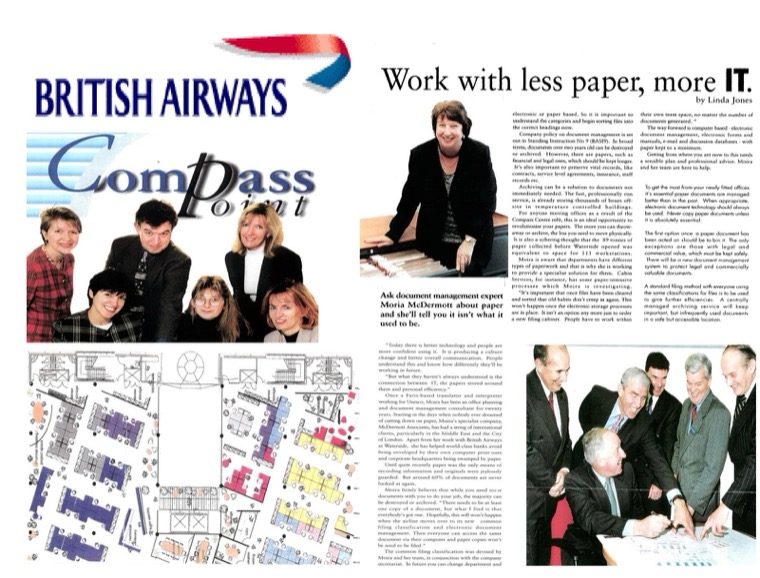 British Airways internal article featuring Moira McDermott on document management